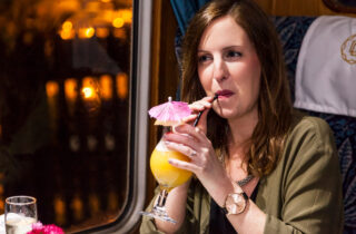 Red Rose Diner Woman Drinking Cocktail